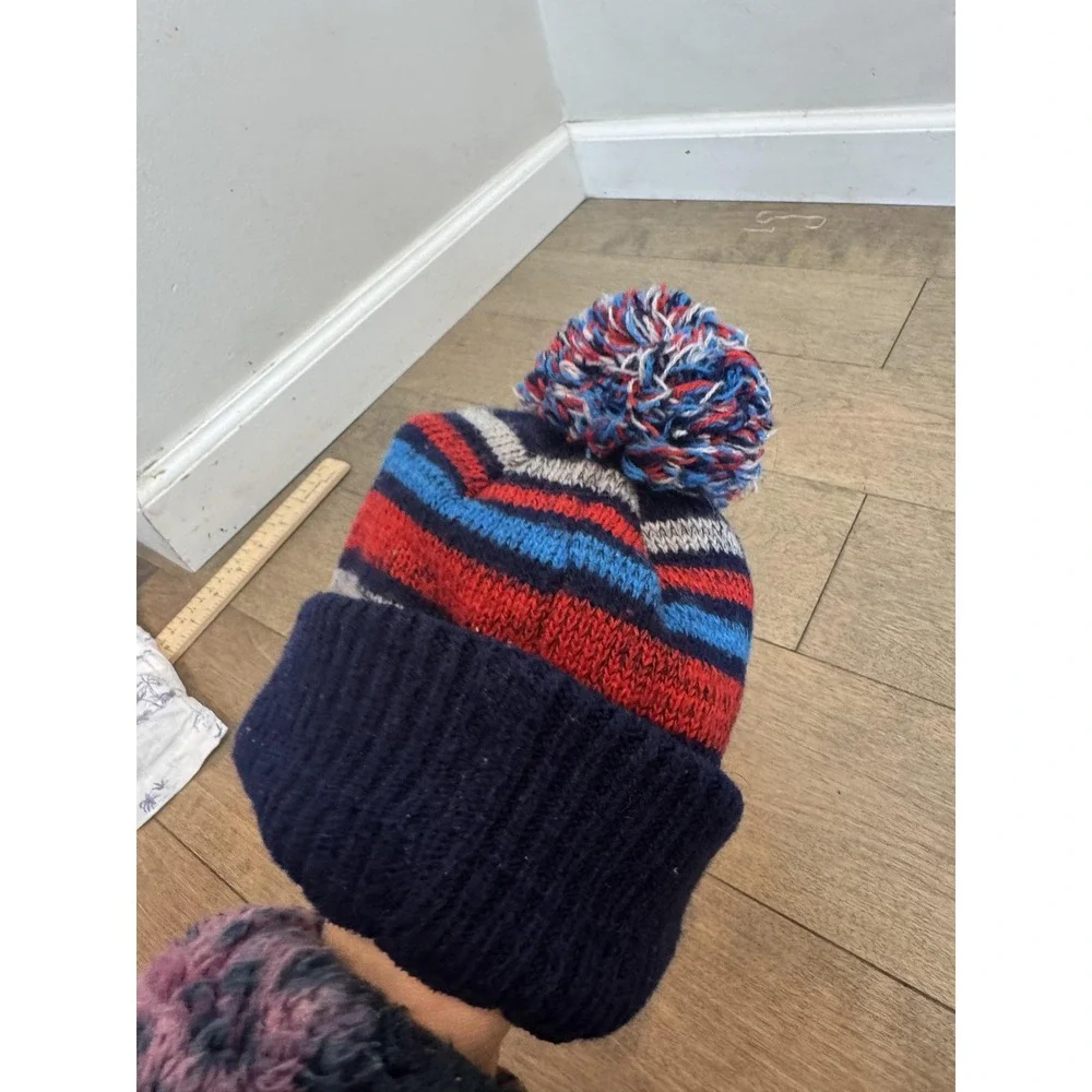 Disney‎ Toy Story Hat Beanie Toddler 18-24M Blue Pom Knit Buzz Woody Boys Winter